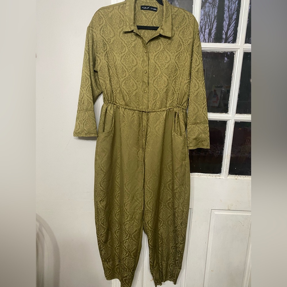 Urban Outfitters Out From Under Jayce Jacquard Jumpsuit - Moss Green - Picture 2 of 10